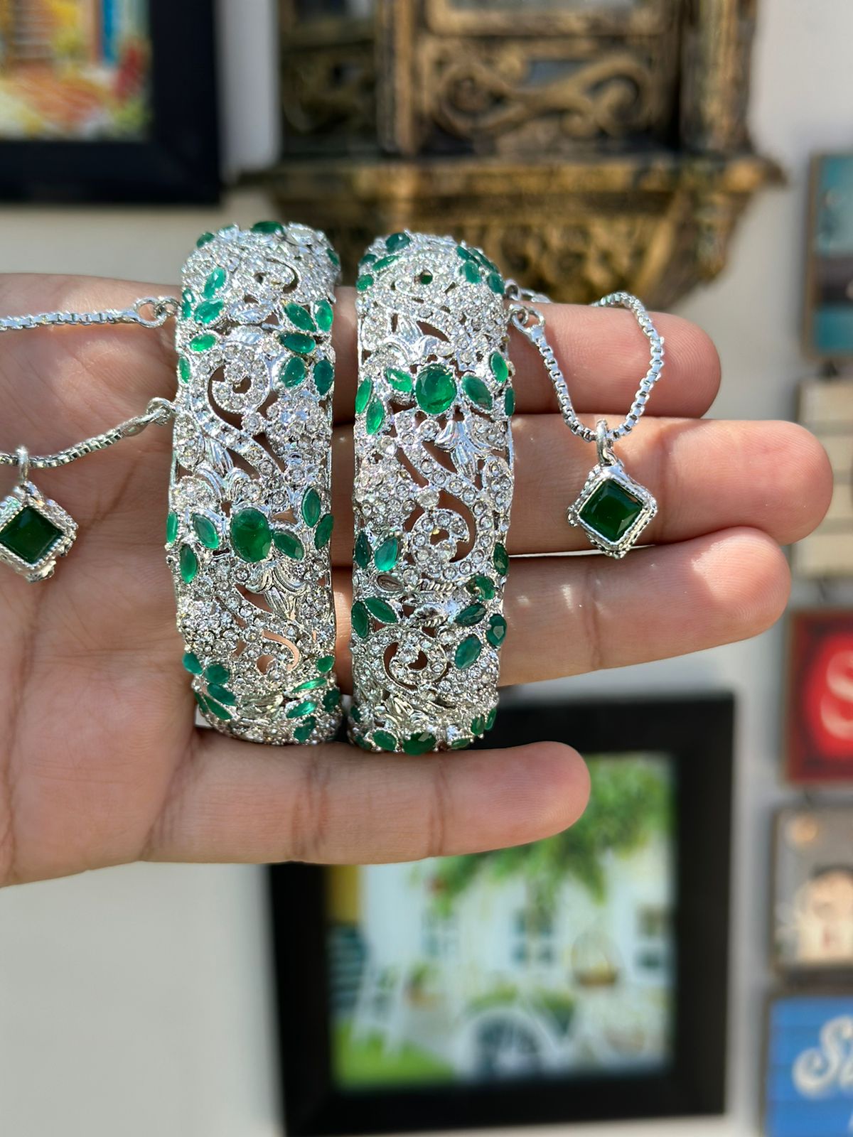 Indian Pakistani Gold Plated Nauratan Multi Kara Bangles