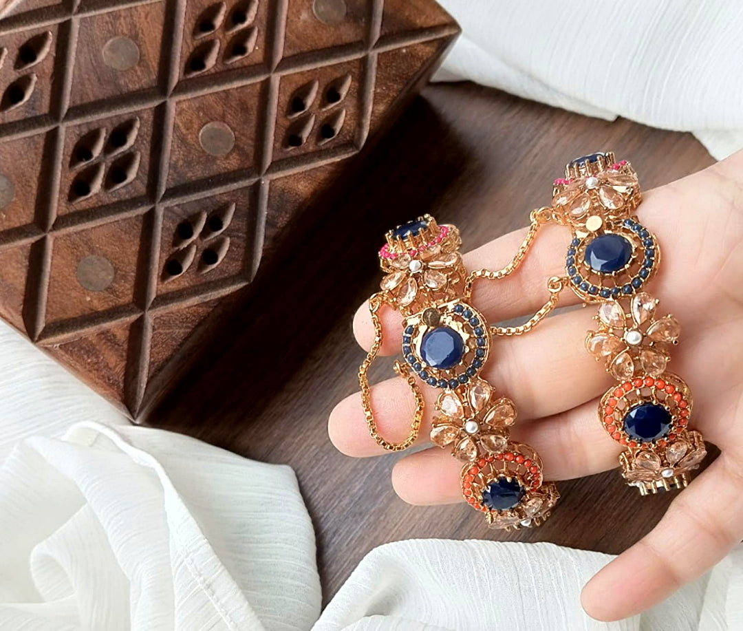 American Diamond Bangle Set (Pair) || Gold Plated Kara Pair || Bangles with Zircon Stones