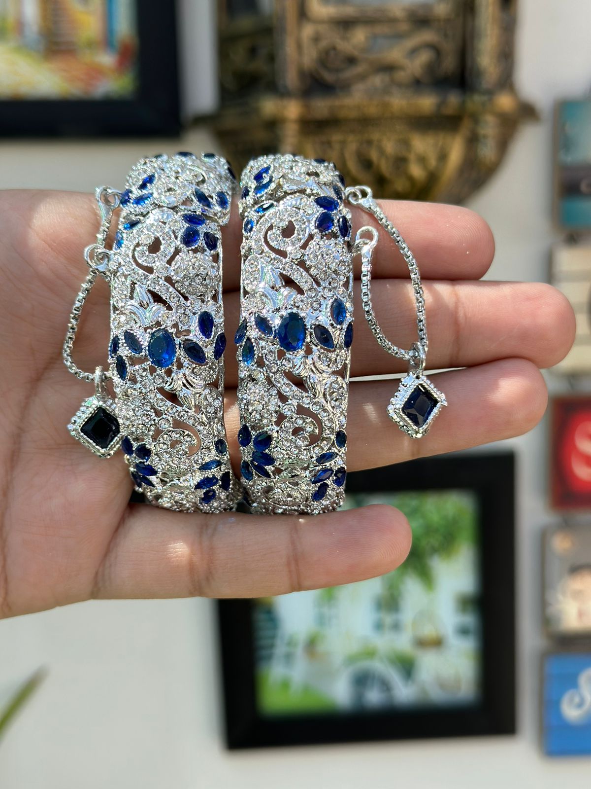 Indian Pakistani Gold Plated Nauratan Multi Kara Bangles