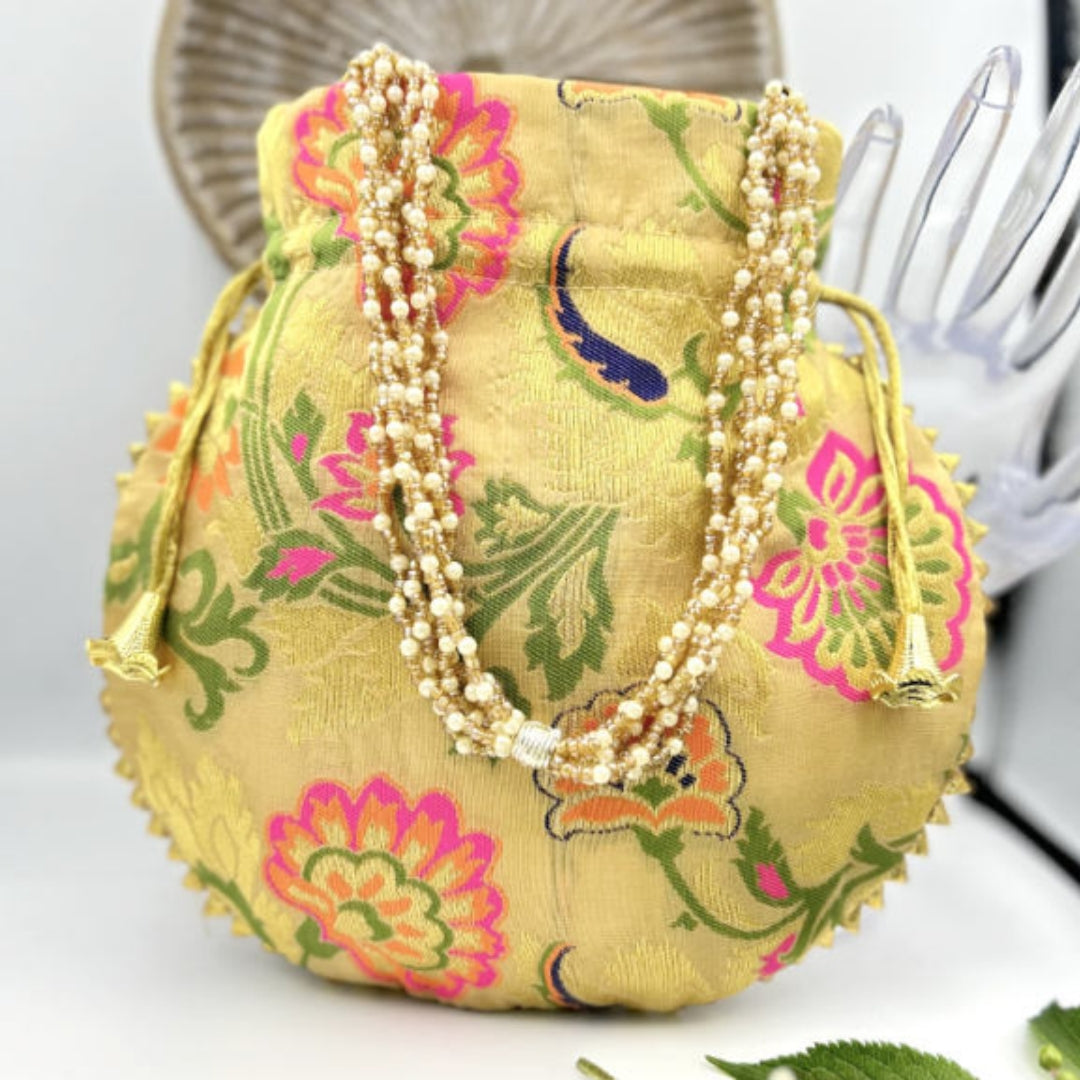 Indian Handmade Women's Embroidered Clutch Purse Potli Bag Pouch Drawstring Bag Purse Potli Bag Pouch