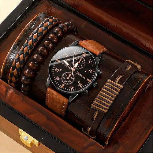 5PCS Set Fashion Mens Sports Watches Man Business Quartz Wristwatch