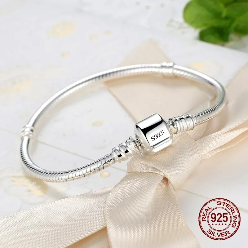Handmade Original Fine Jewelry 925 Silver Charm Bracelet Soft Smooth