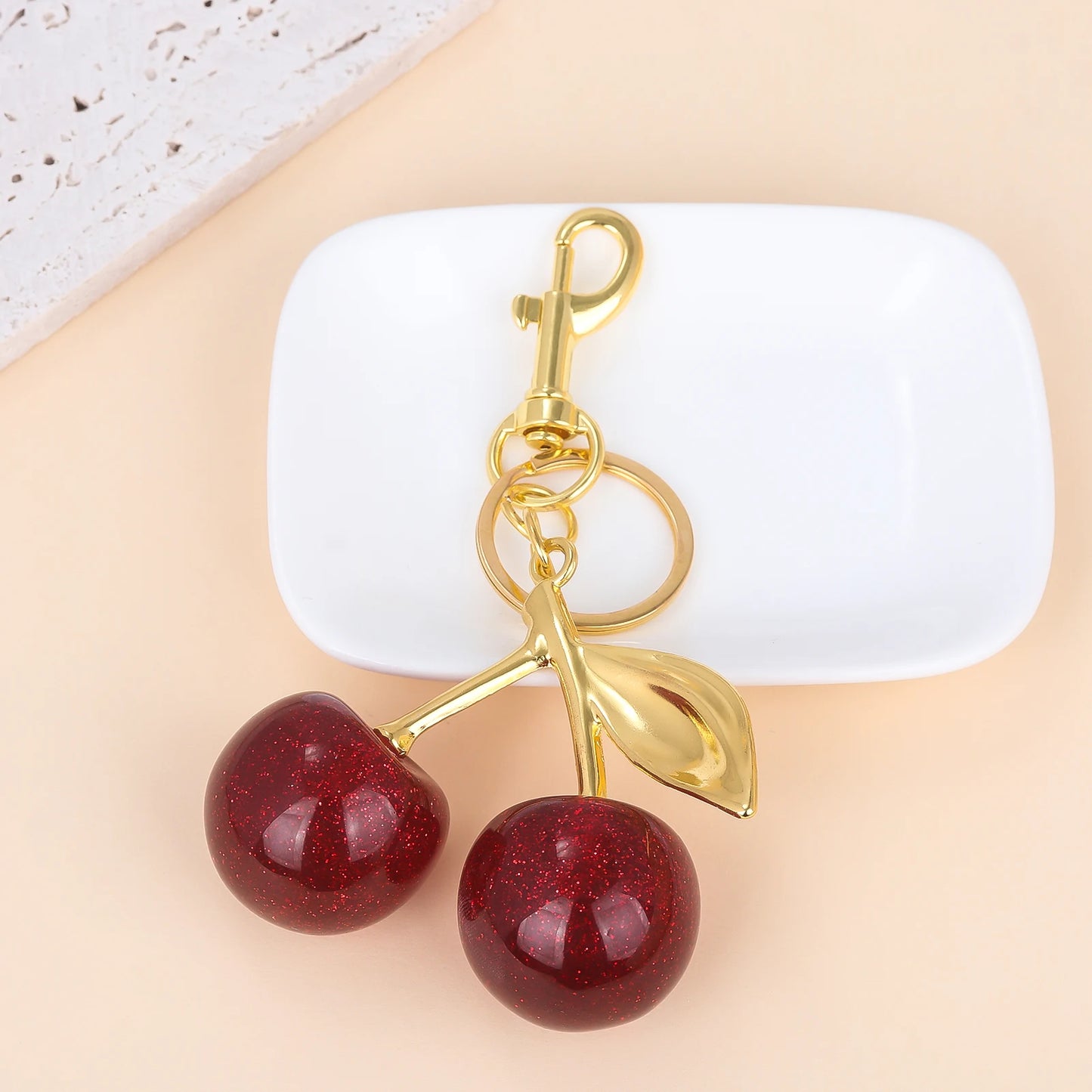 Red Cherry Bag Charm Keychain Exquisite Elegant Small Fresh Cherry Y2K