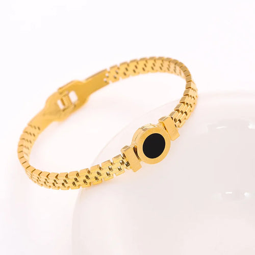 1PC Titanium Steel Stainless Steel Inlaid Zircon Gold Plated Bracelet,