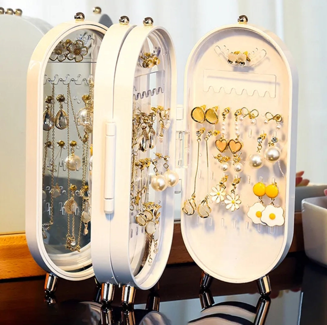 Folding Earring Necklace Display Holder Stand Jewellery Organiser Storage Box