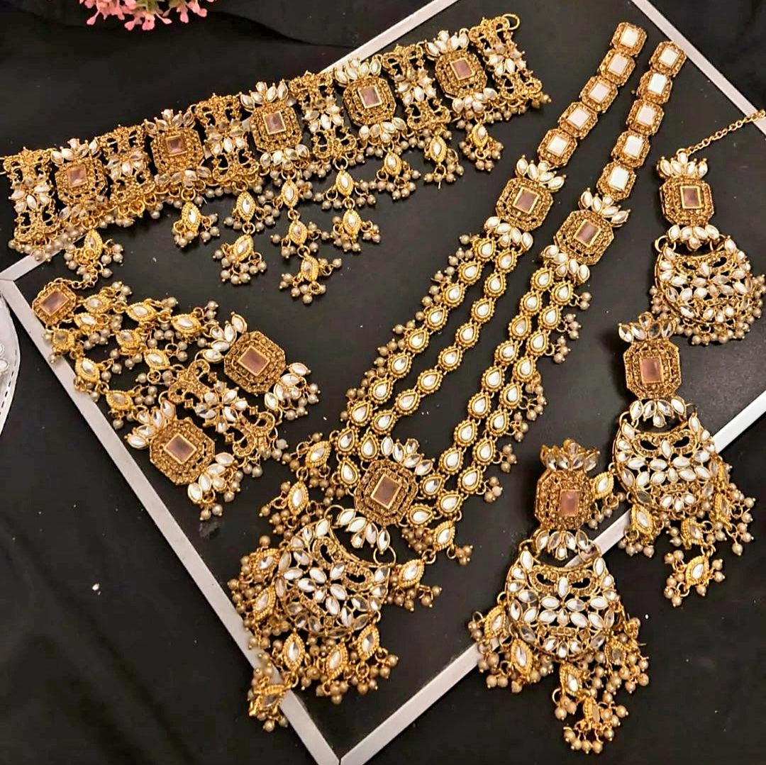 Kundan Bridal Set || Pakistani/ Indian/ Asian Choker Mala Jhumka Jhumar Bindi Set || Traditional/ Cultural Bride Jewellery