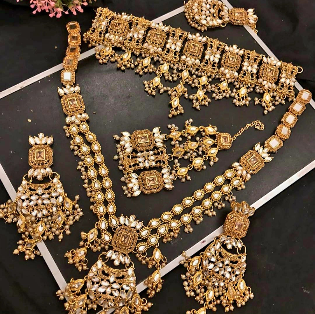 Kundan Bridal Set || Pakistani/ Indian/ Asian Choker Mala Jhumka Jhumar Bindi Set || Traditional/ Cultural Bride Jewellery