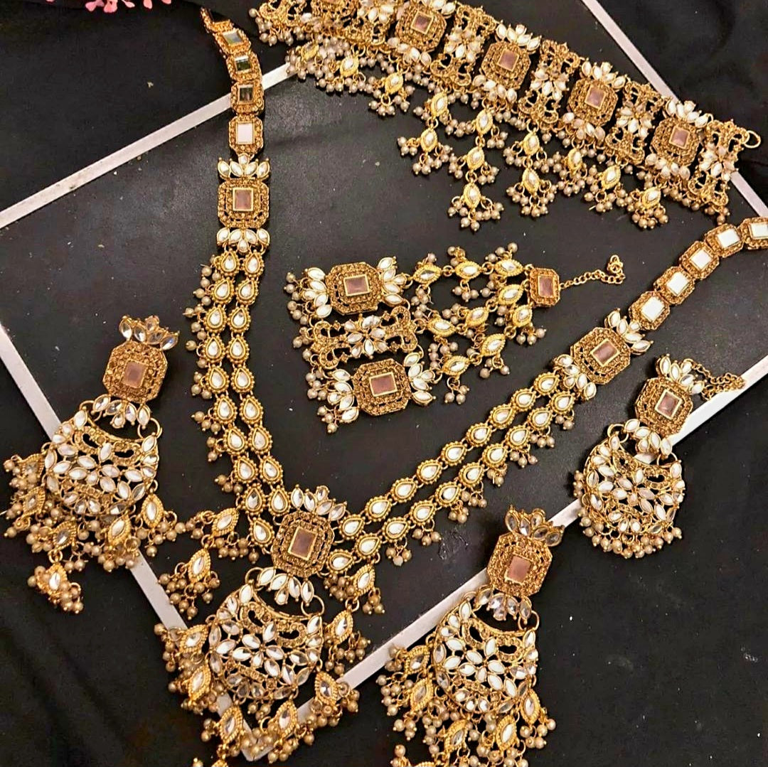 Kundan Bridal Set || Pakistani/ Indian/ Asian Choker Mala Jhumka Jhumar Bindi Set || Traditional/ Cultural Bride Jewellery