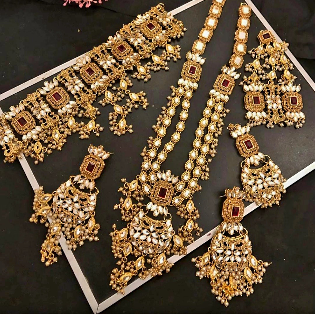 Kundan Bridal Set || Pakistani/ Indian/ Asian Choker Mala Jhumka Jhumar Bindi Set || Traditional/ Cultural Bride Jewellery