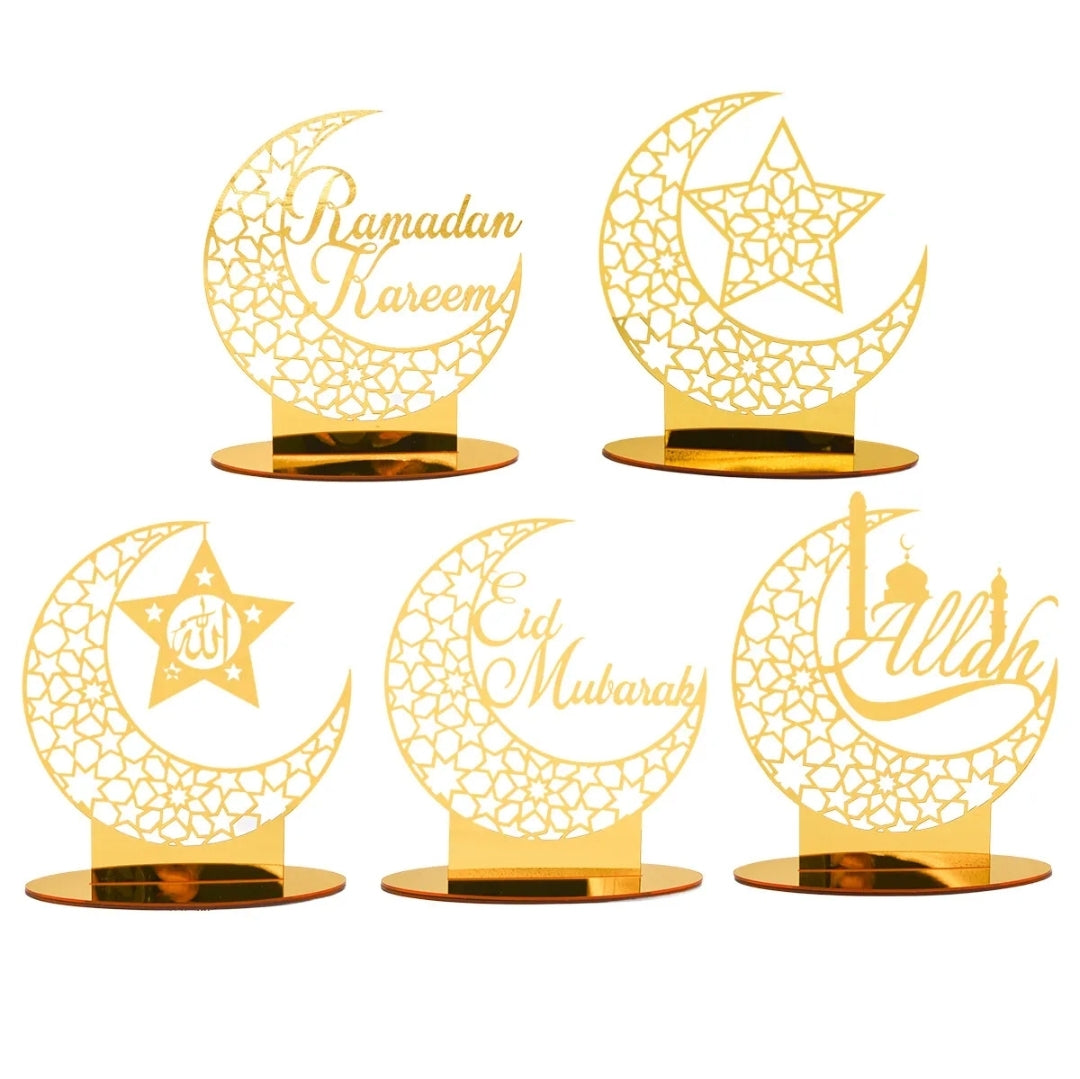 Ramadan Acrylic Eid Mubarak Decoration Table Decor LED Moon Islam || Ramadan Eid Decoration Tealight Stand, Decorate your own Tealight stand