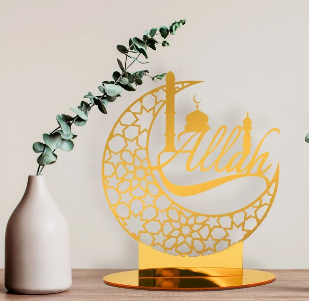 Ramadan Acrylic Eid Mubarak Decoration Table Decor LED Moon Islam || Ramadan Eid Decoration Tealight Stand, Decorate your own Tealight stand