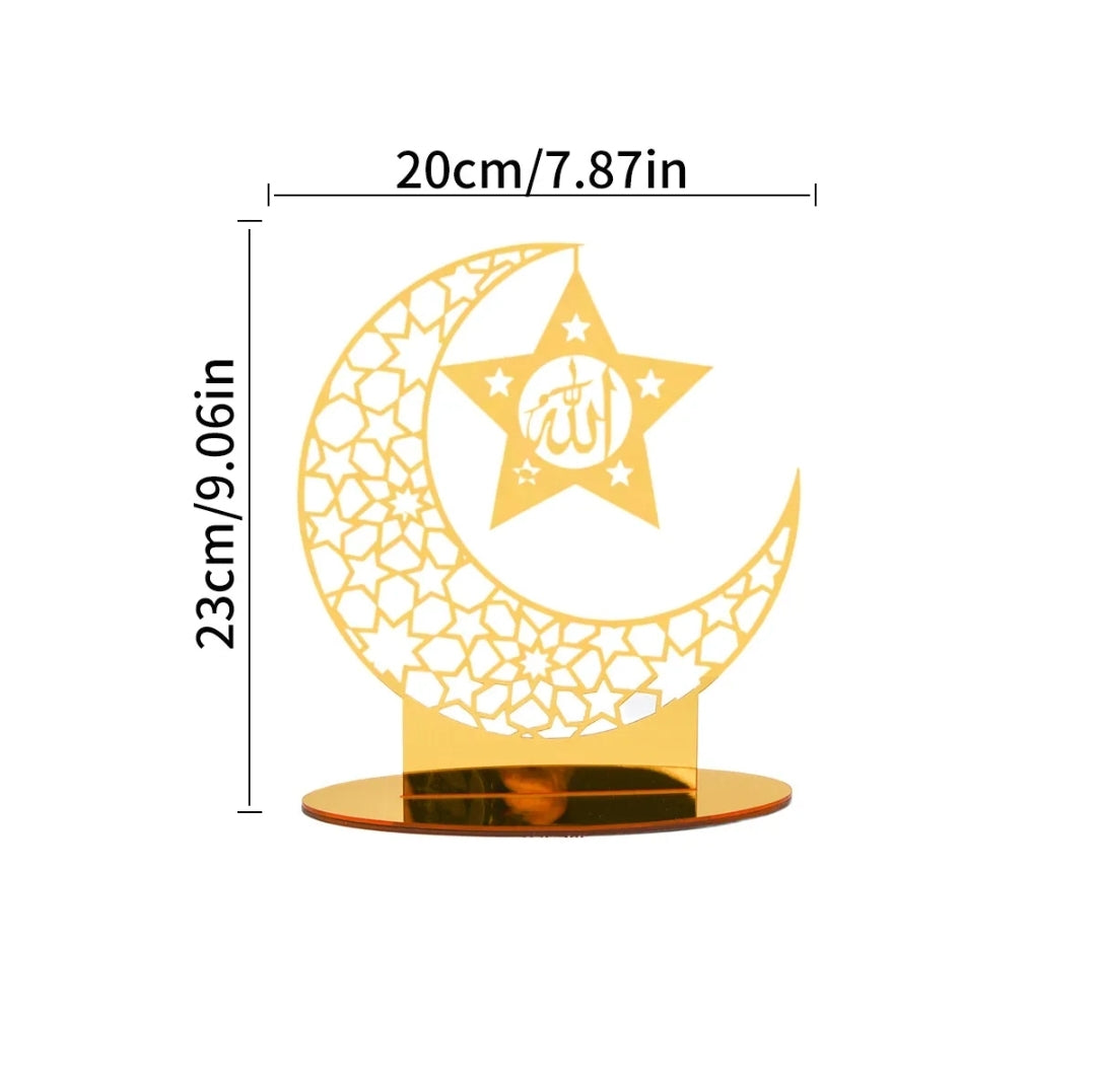 Ramadan Acrylic Eid Mubarak Decoration Table Decor LED Moon Islam || Ramadan Eid Decoration Tealight Stand, Decorate your own Tealight stand