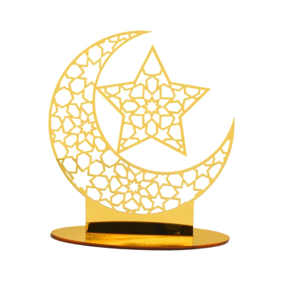 Ramadan Acrylic Eid Mubarak Decoration Table Decor LED Moon Islam || Ramadan Eid Decoration Tealight Stand, Decorate your own Tealight stand