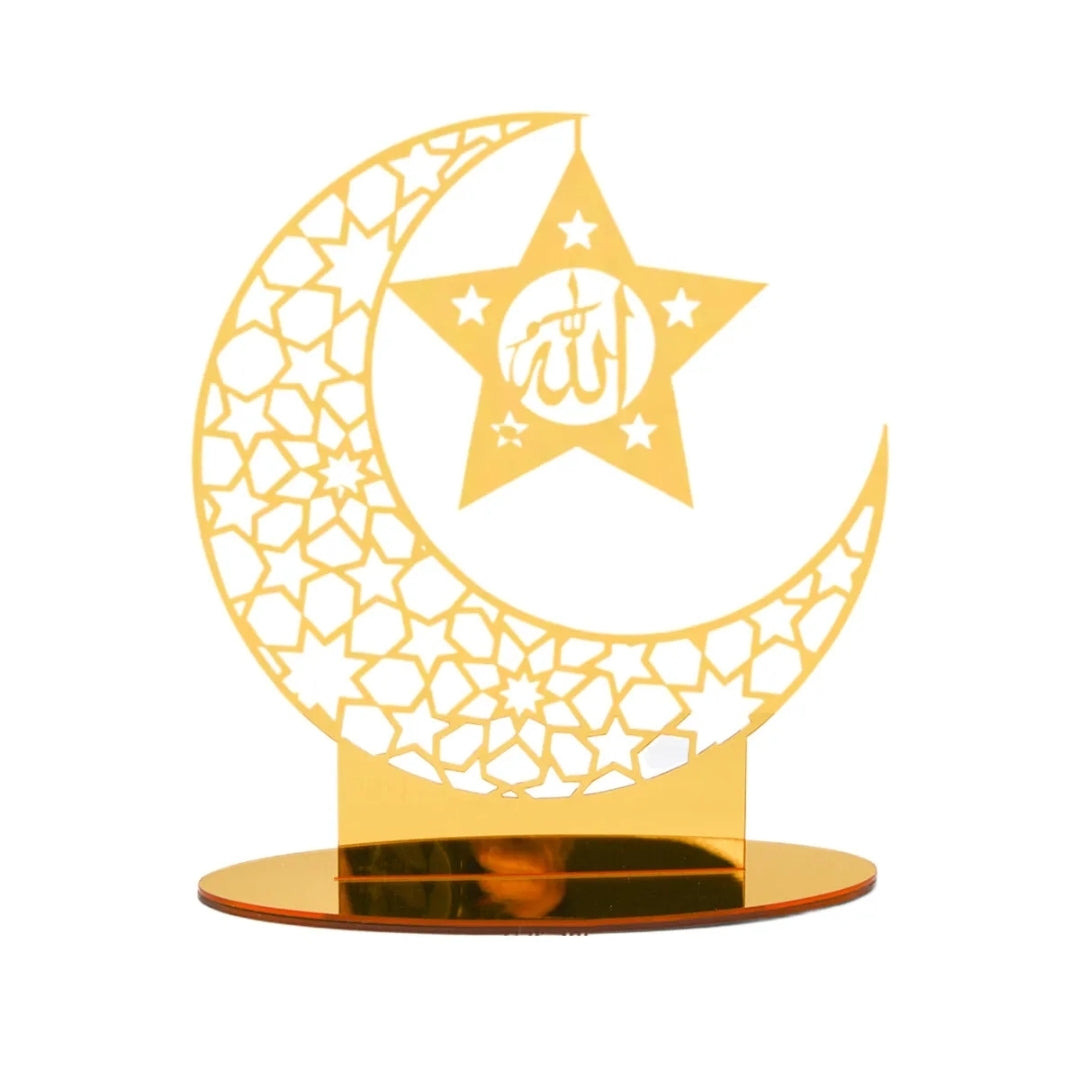 Ramadan Acrylic Eid Mubarak Decoration Table Decor LED Moon Islam || Ramadan Eid Decoration Tealight Stand, Decorate your own Tealight stand