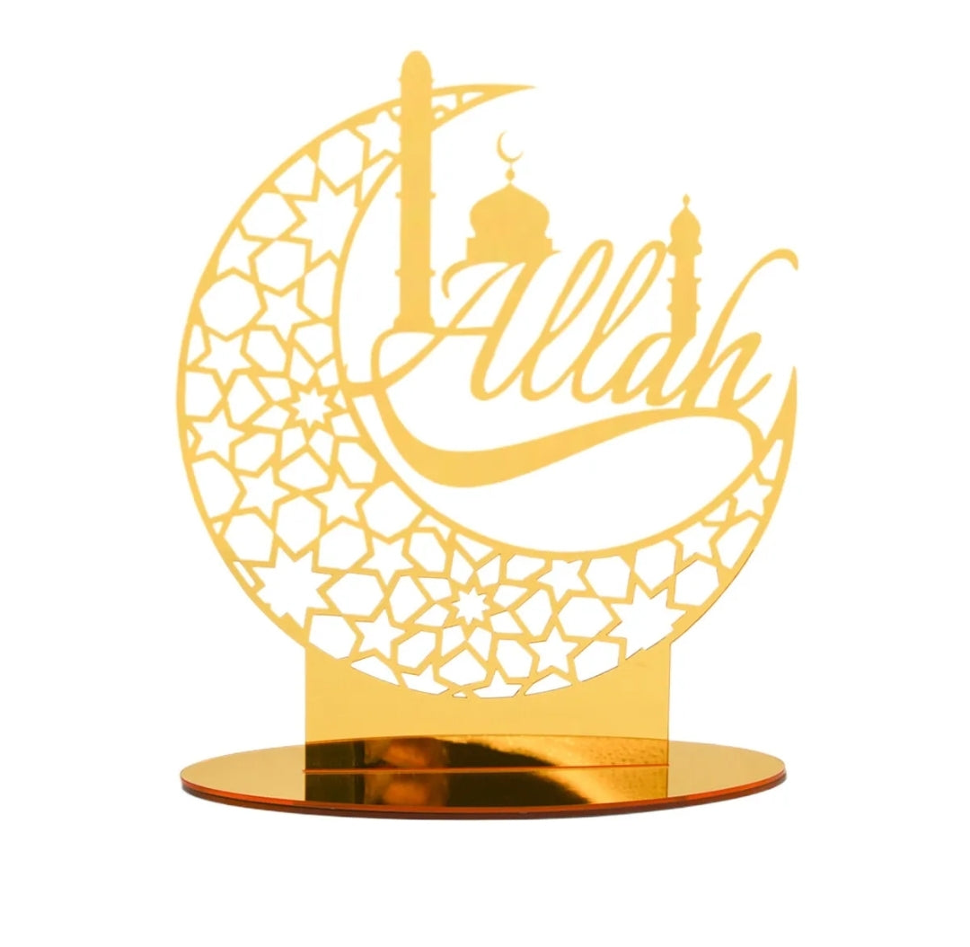 Ramadan Acrylic Eid Mubarak Decoration Table Decor LED Moon Islam || Ramadan Eid Decoration Tealight Stand, Decorate your own Tealight stand