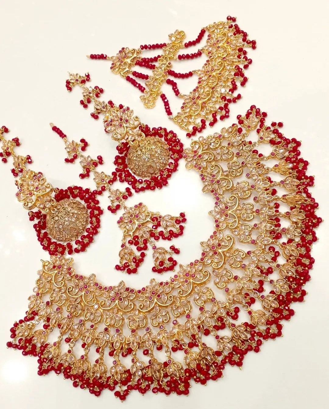 Zircon Manjus Gold Plated Complete Bridal Package / Indian Pakistani Bridal Shaadi Wedding Jewelry/ Sabyasachi Bollywood