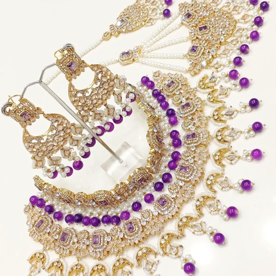 Jaipori Amrapali Double Necklace Bridal Set with Jhumar and Teeka || Perfect Jewellery Set for Wedding, Eid or any Occasion