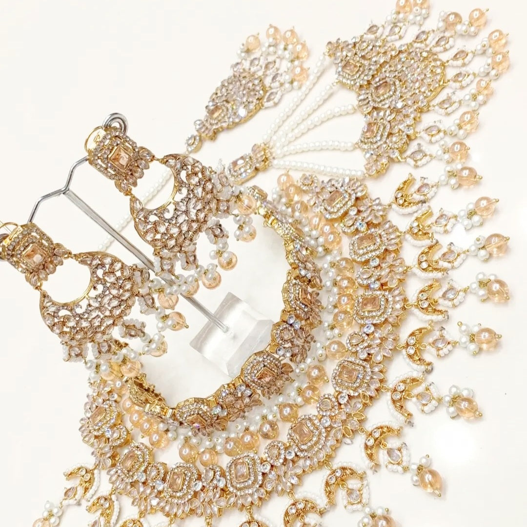 Jaipori Amrapali Double Necklace Bridal Set with Jhumar and Teeka || Perfect Jewellery Set for Wedding, Eid or any Occasion