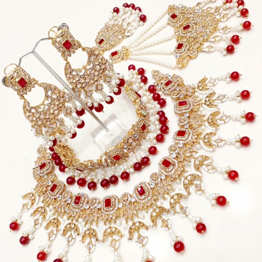 Jaipori Amrapali Double Necklace Bridal Set with Jhumar and Teeka || Perfect Jewellery Set for Wedding, Eid or any Occasion
