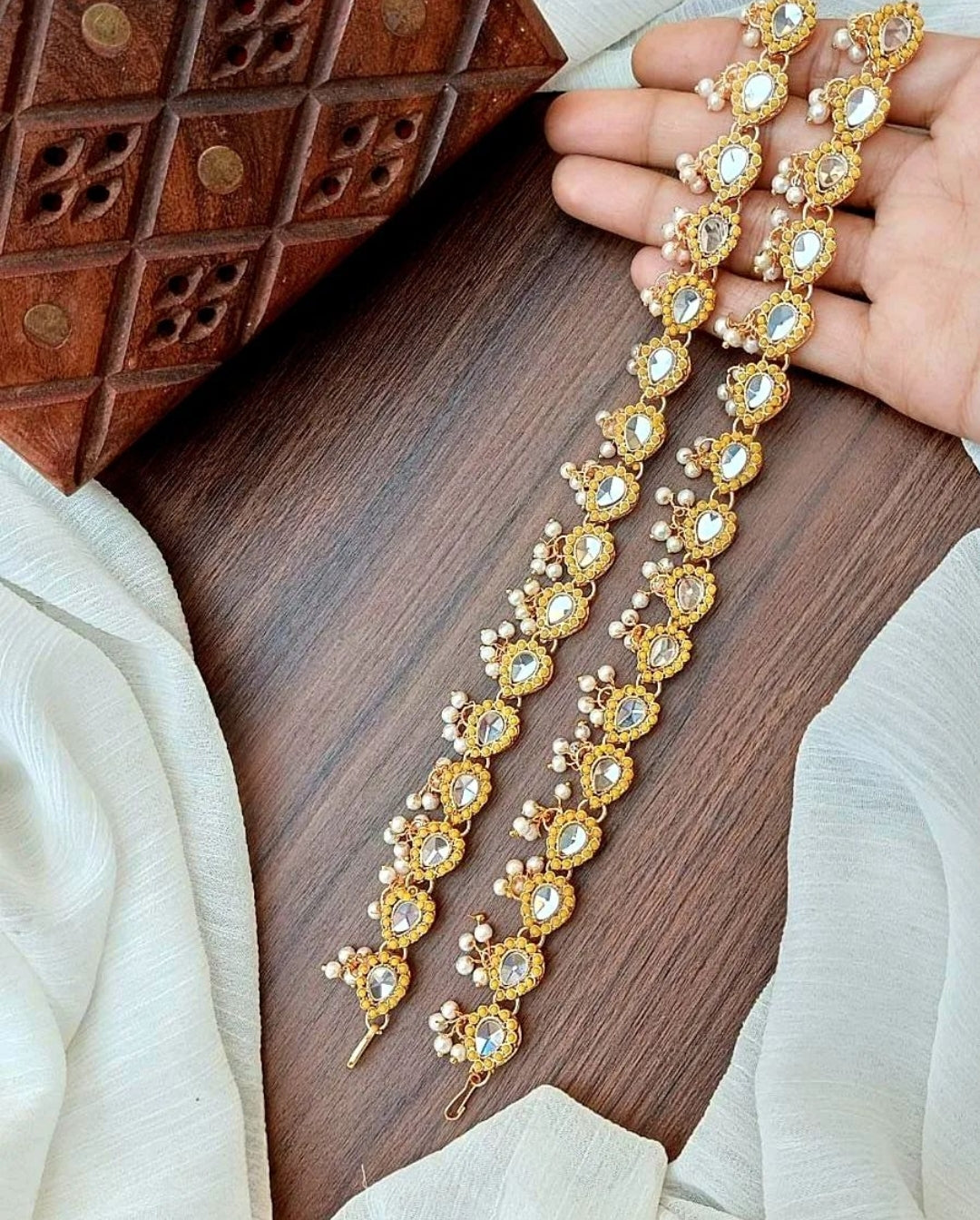 Pure Kundan Pazaib || Indian/ Pakistani/ Traditional Anklet Pair || Antique Gold Wedding Bridal Pazaib || Bollywood Jewelry, Ethnic Wear