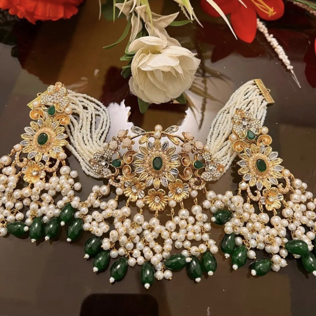 Multi Kundan Chokar Set || Pakistani/ Indian/ Asian Necklace Jhumka Bindi Set