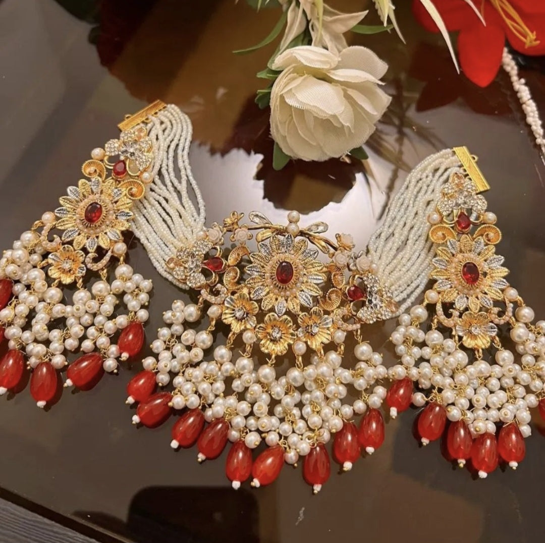 Multi Kundan Chokar Set || Pakistani/ Indian/ Asian Necklace Jhumka Bindi Set