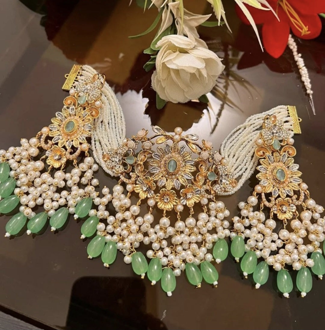 Multi Kundan Chokar Set || Pakistani/ Indian/ Asian Necklace Jhumka Bindi Set