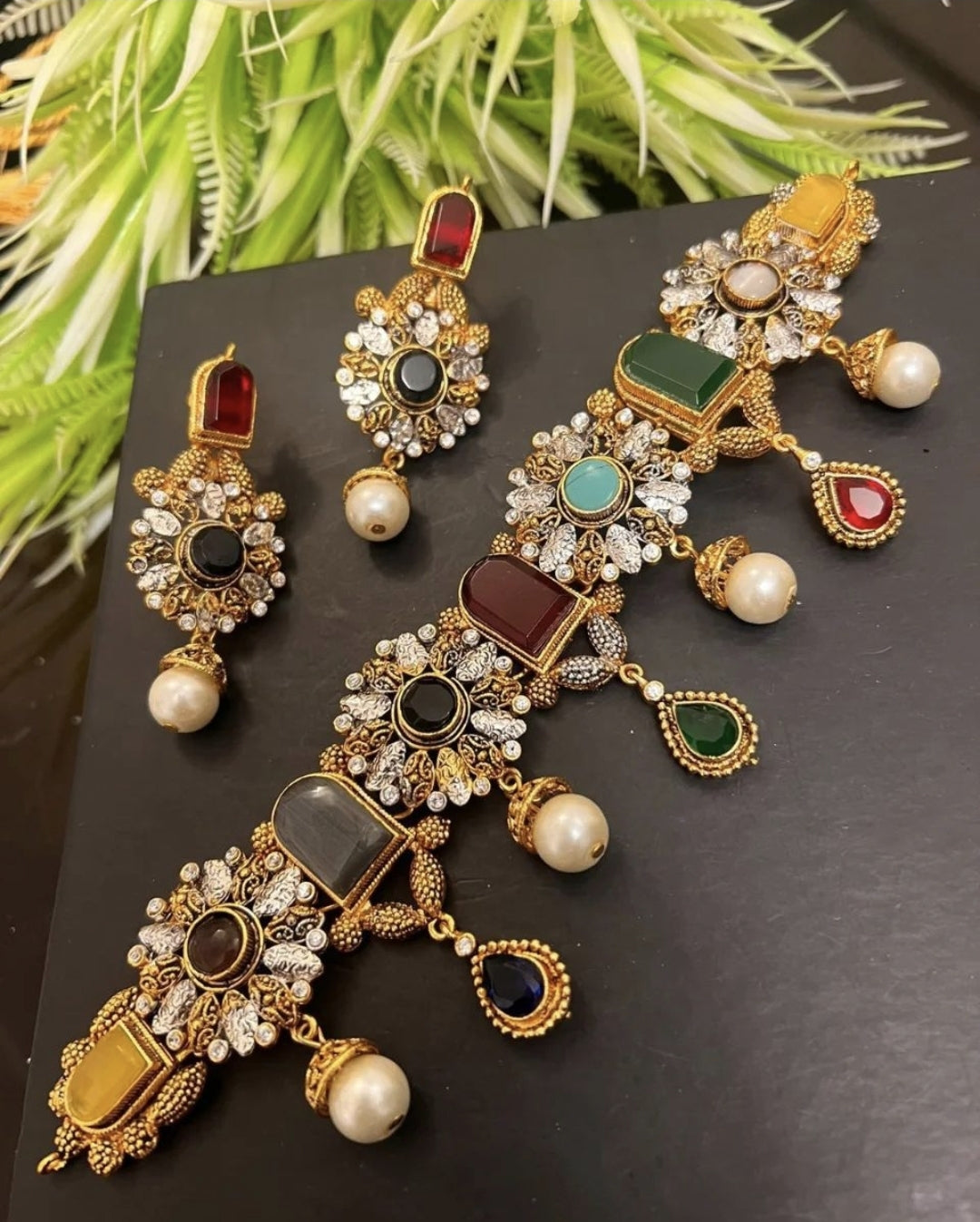 Colorful Delicate Party Set / Indian Pakistani Shaadi Jewelry Wedding/ Sabyasachi Bollywood Muslim fashion