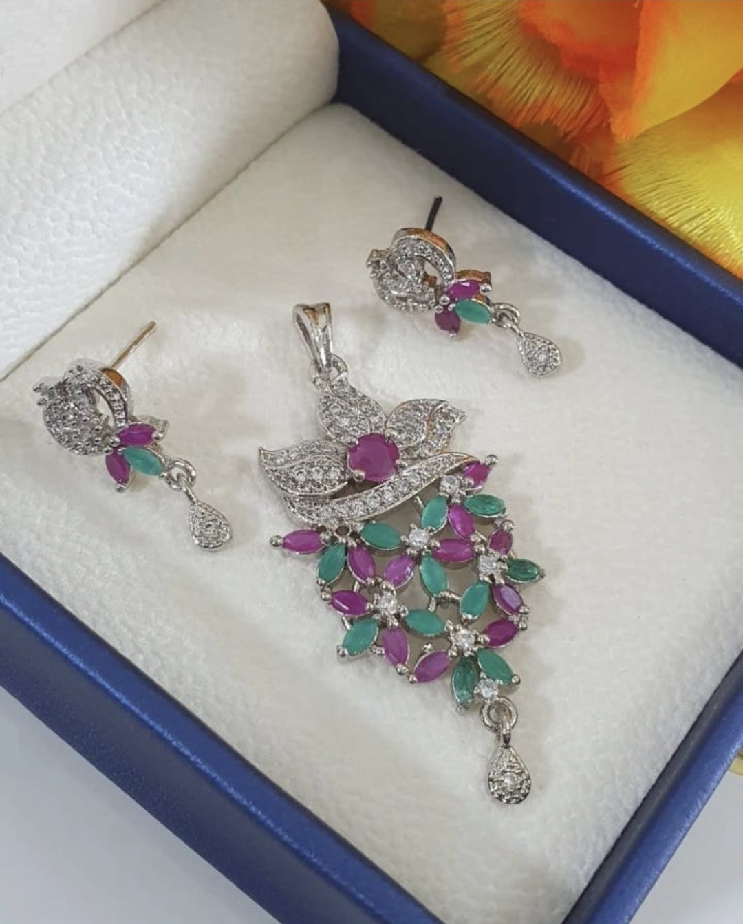 American Diamond Pendant Set