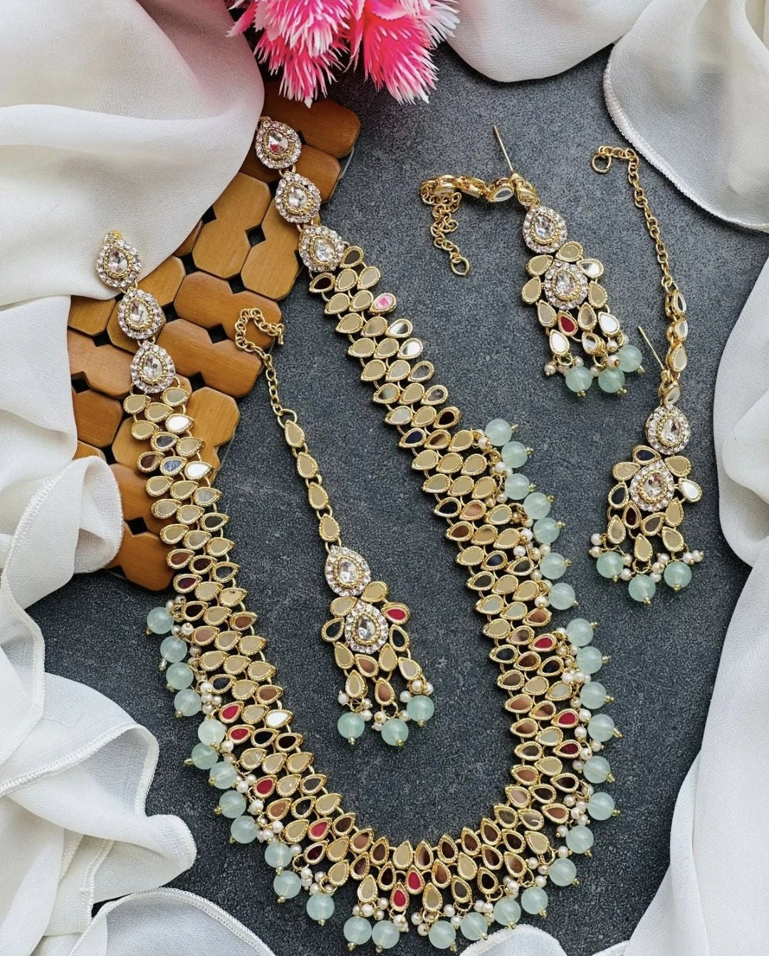 Nauratan Heavy Mala Set / Indian Pakistani Bridal Shaadi Wedding / Sabyasachi Bollywood/ Muslim Halal Fashion Islamic