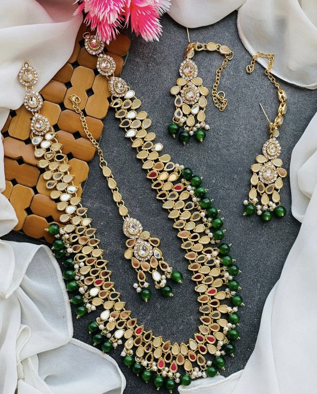 Nauratan Heavy Mala Set / Indian Pakistani Bridal Shaadi Wedding / Sabyasachi Bollywood/ Muslim Halal Fashion Islamic