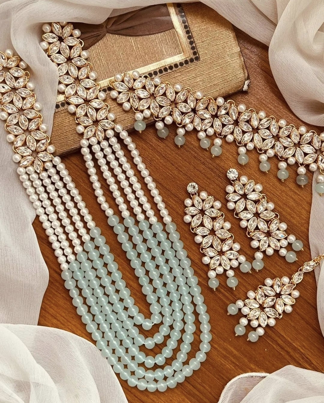 Asian Kundan Set || Kundan Choker Maala Set || Kundan Jhumkas with Choker and Mala