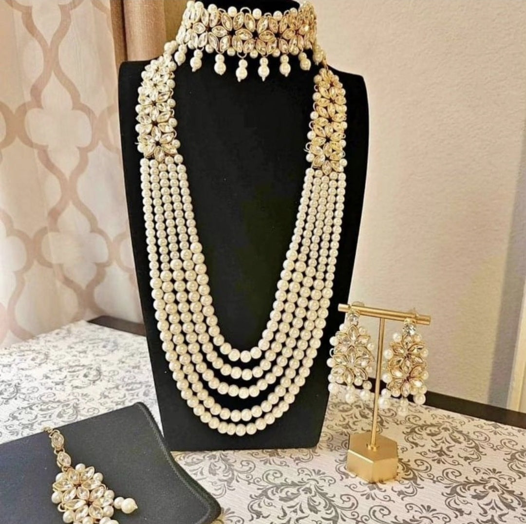 Asian Kundan Set || Kundan Choker Maala Set || Kundan Jhumkas with Choker and Mala