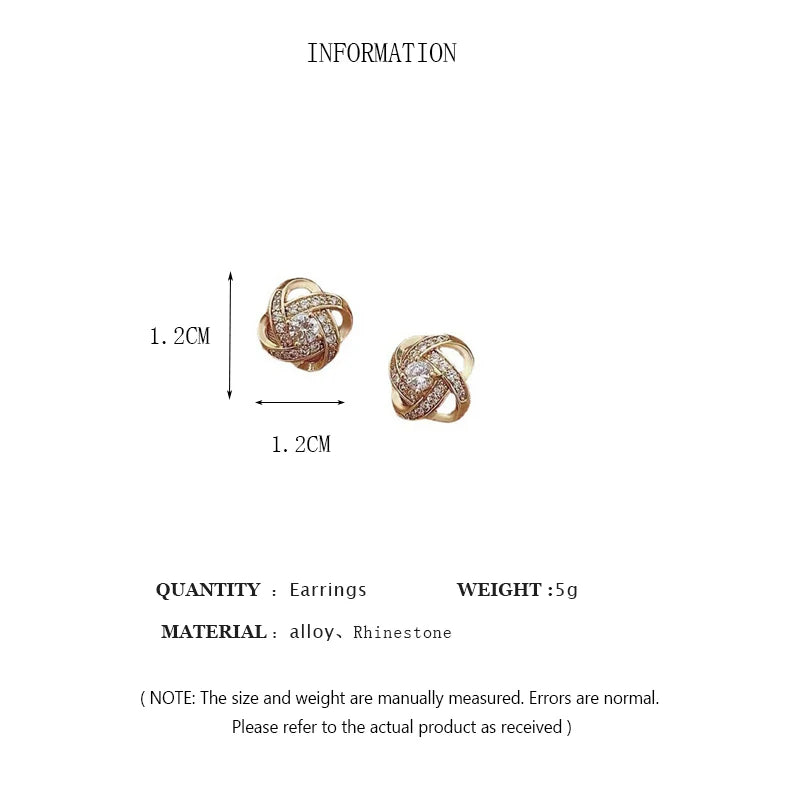 Light Luxury Zircon Stud Earrings Simple Cross Hollow Geometric