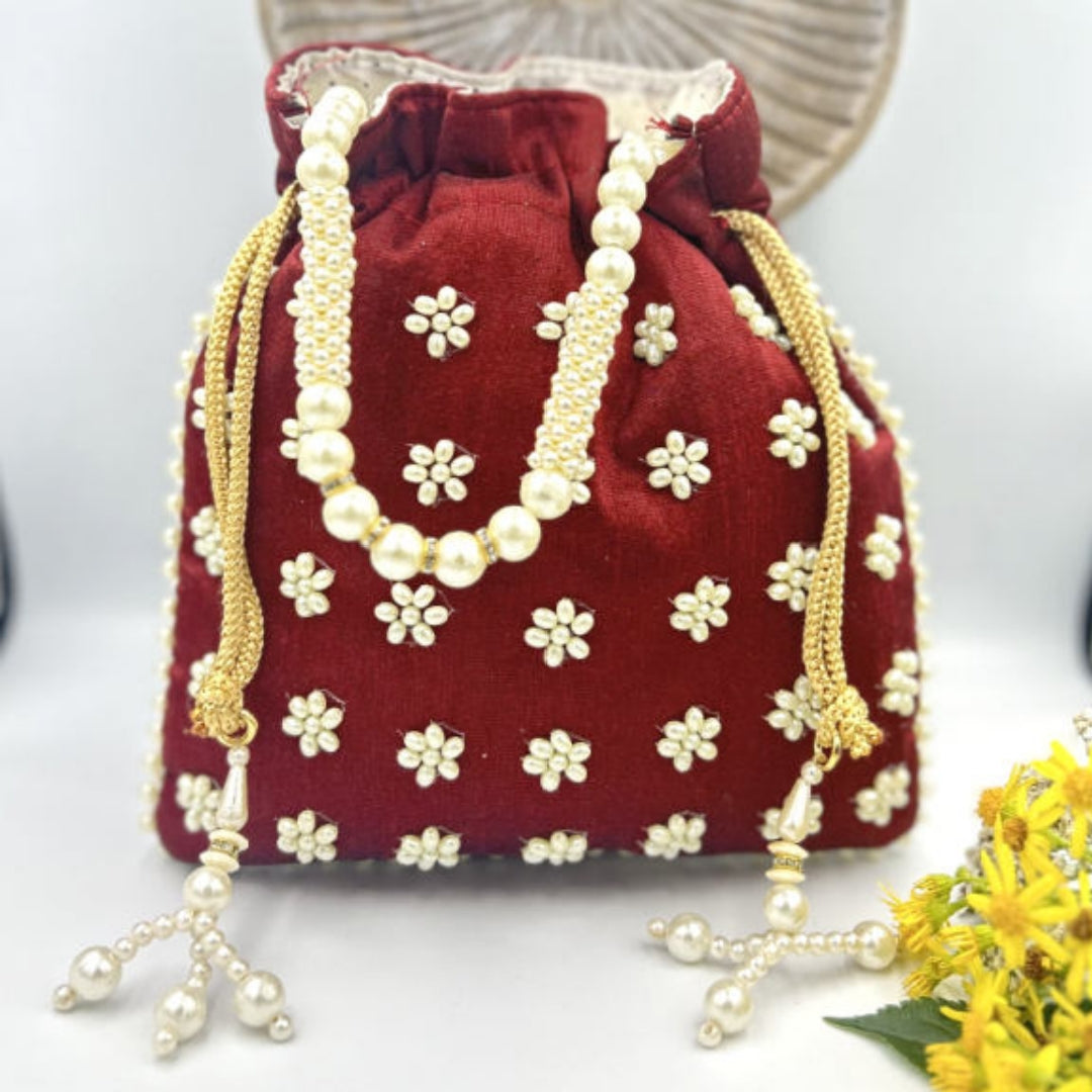 Potli bag, Wrist bag, Sling bag, Indian Wedding purse, Velvet drawstring Pouch bag, Valentines gift for her