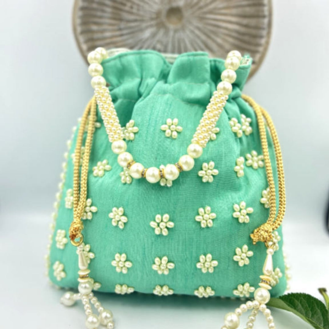 Potli bag, Wrist bag, Sling bag, Indian Wedding purse, Velvet drawstring Pouch bag, Valentines gift for her