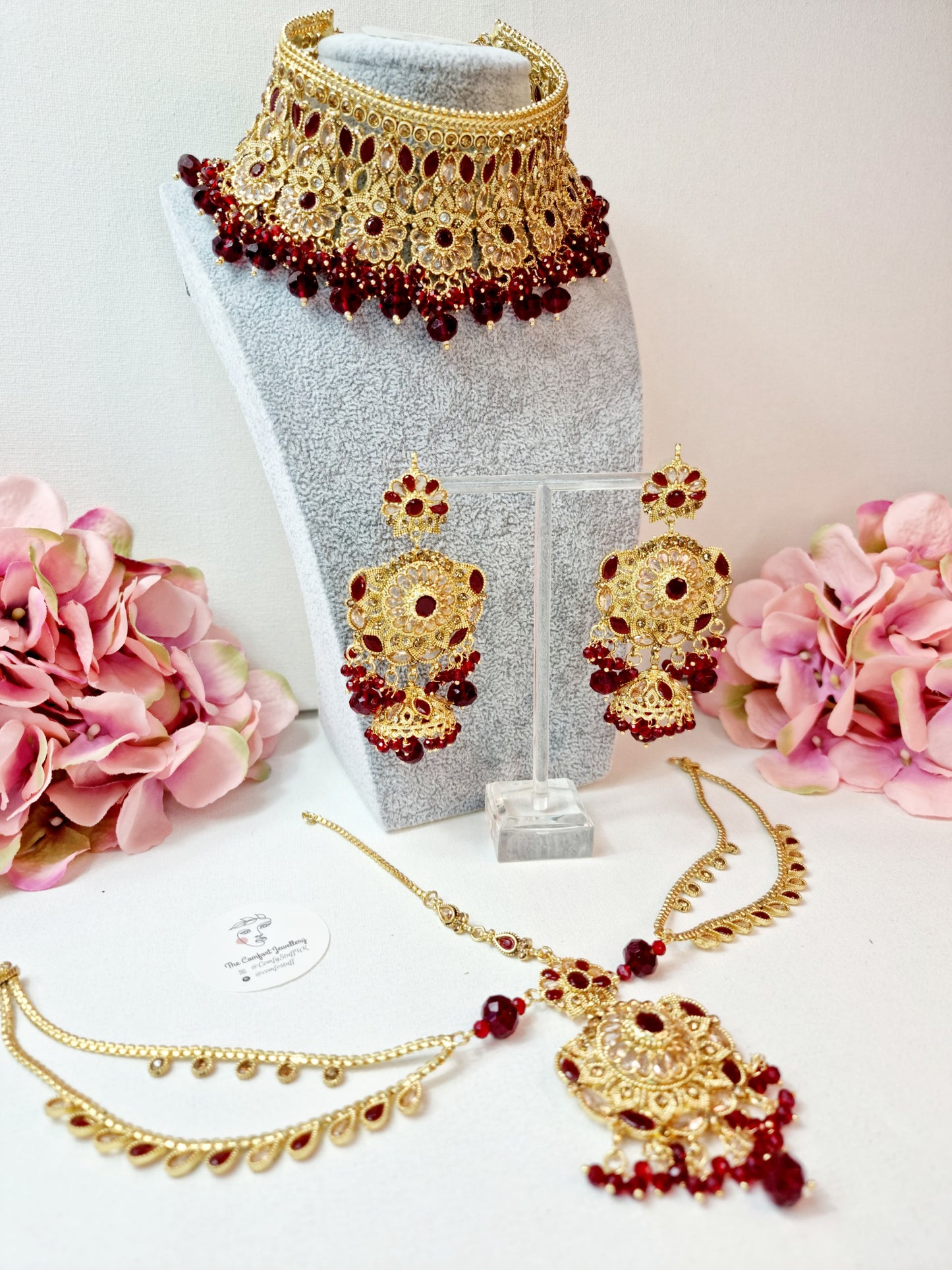 Heavy Bridal Jewellery Set / Indian Pakistani Set with Jhumar and Teeka Perfect for Wedding Wear