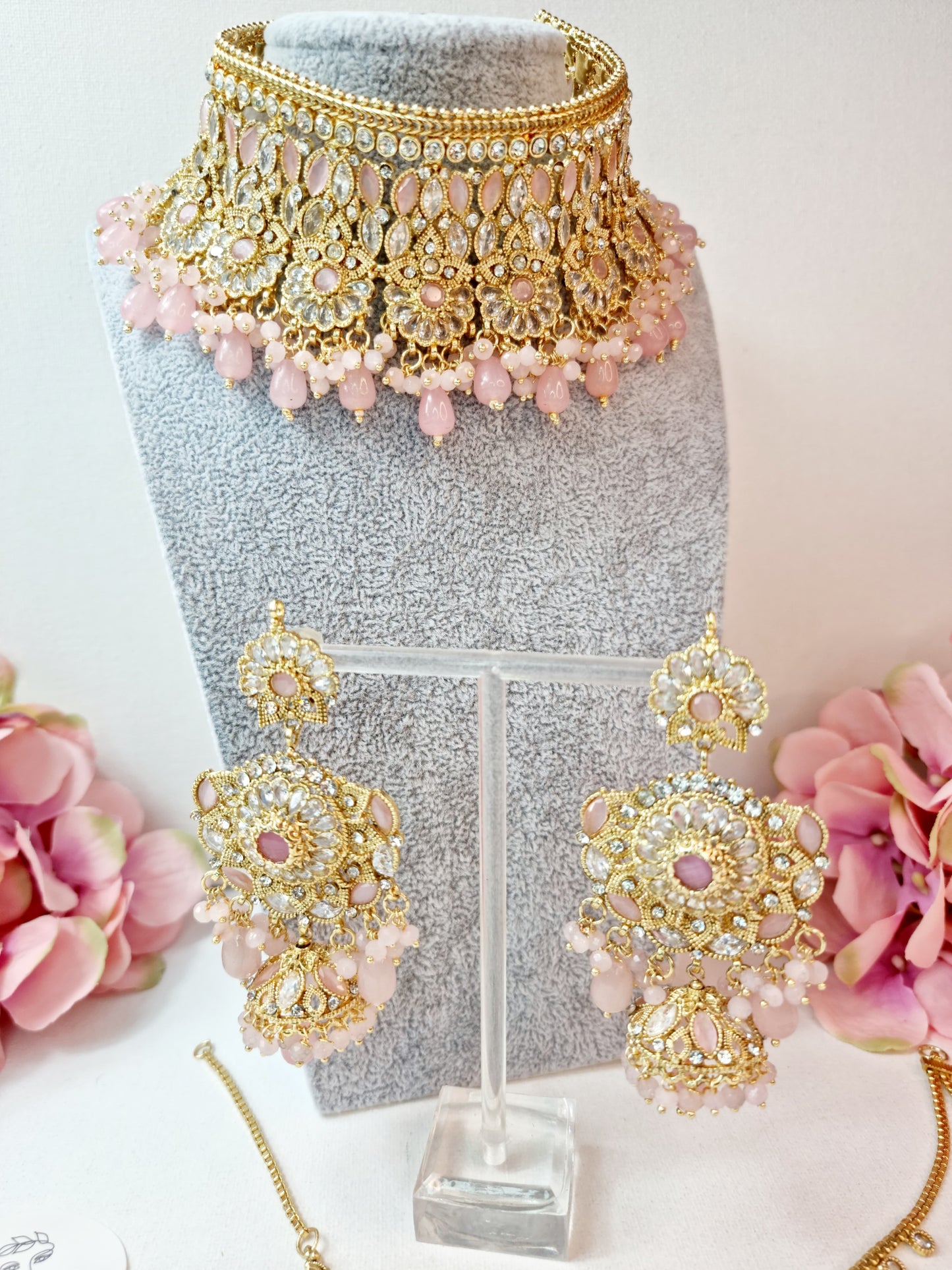 Heavy Bridal Jewellery Set / Indian Pakistani Set with Jhumar and Teeka Perfect for Wedding Wear