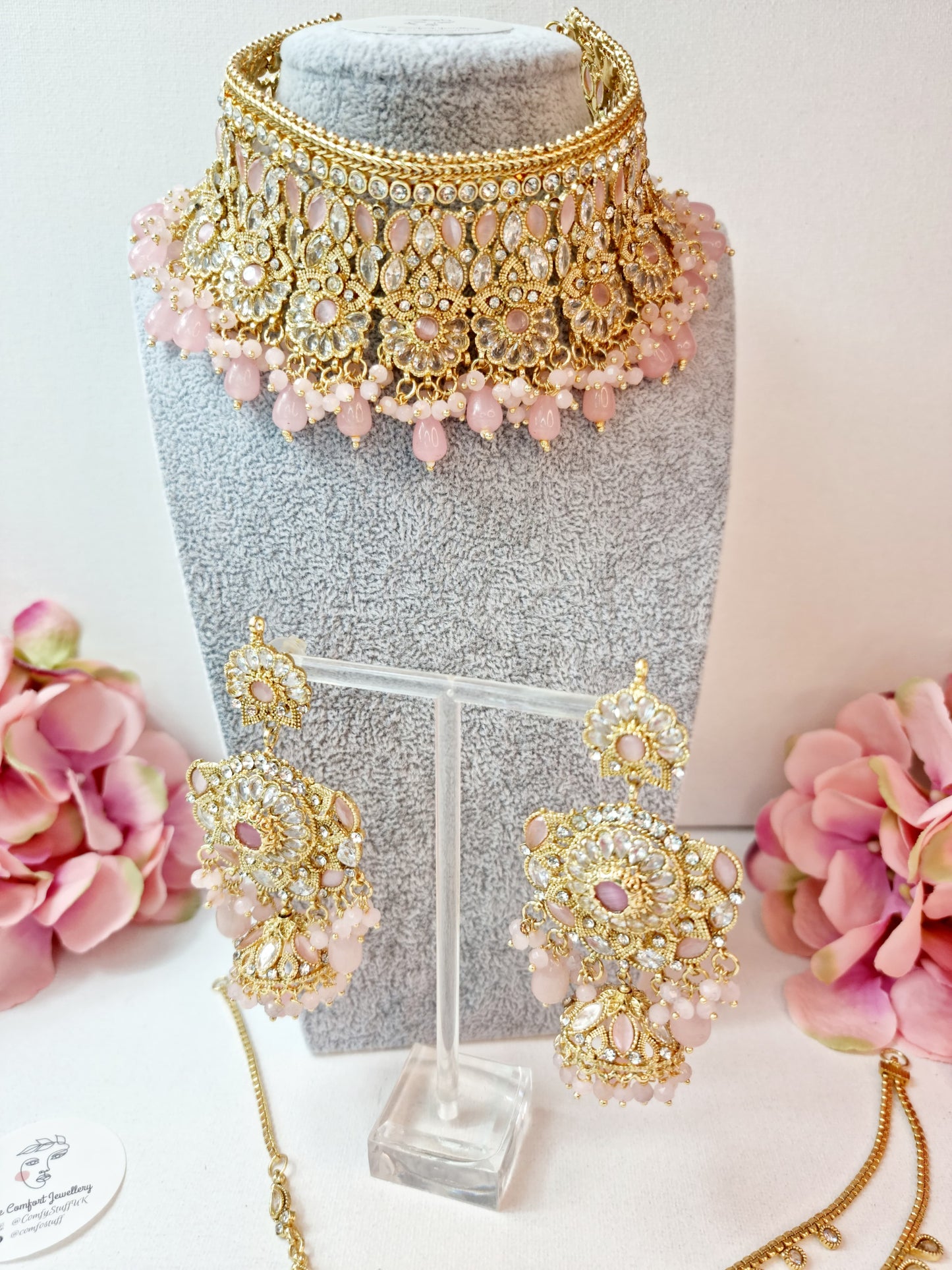 Heavy Bridal Jewellery Set / Indian Pakistani Set with Jhumar and Teeka Perfect for Wedding Wear