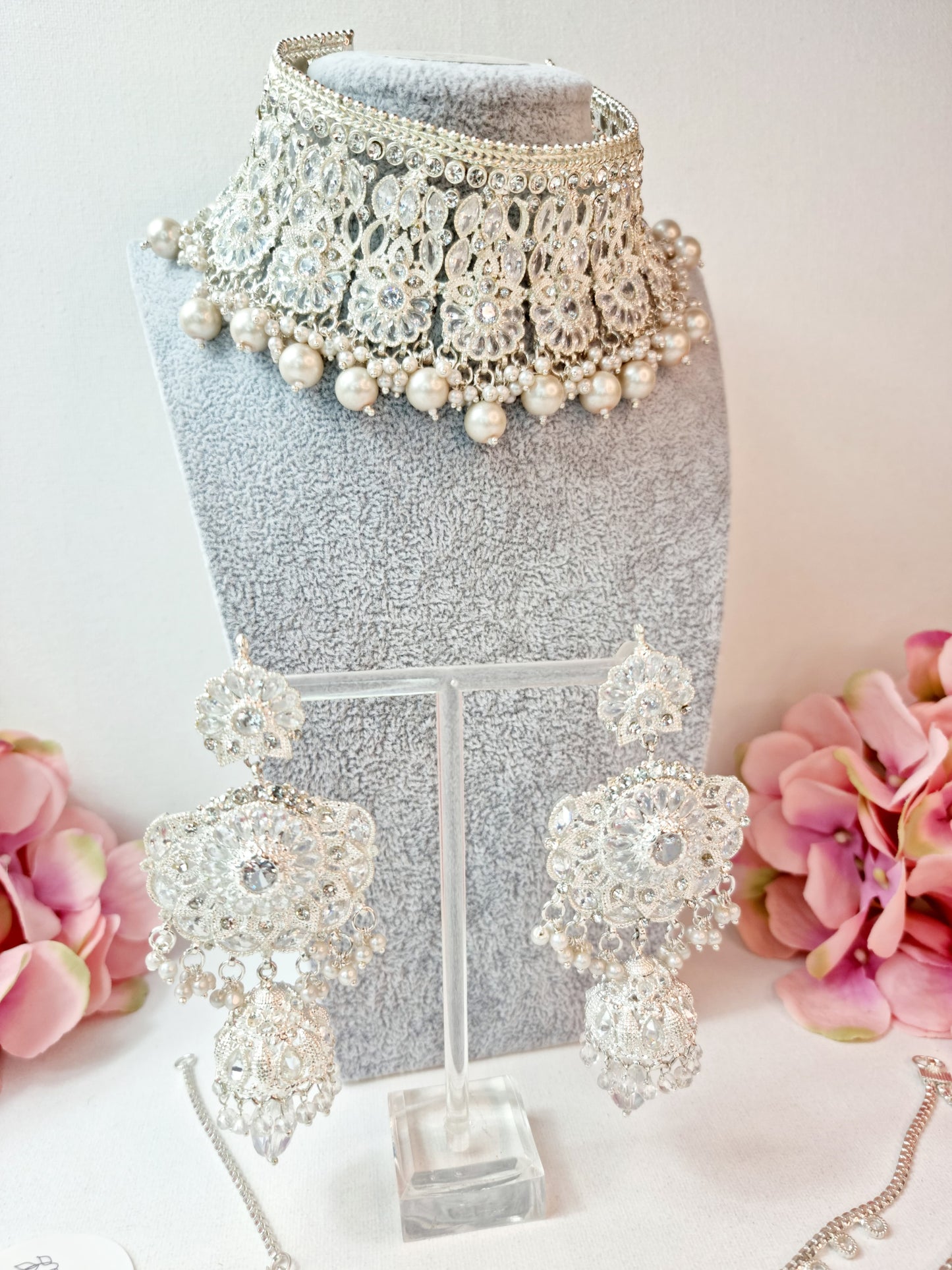 Heavy Bridal Jewellery Set / Indian Pakistani Set with Jhumar and Teeka Perfect for Wedding Wear