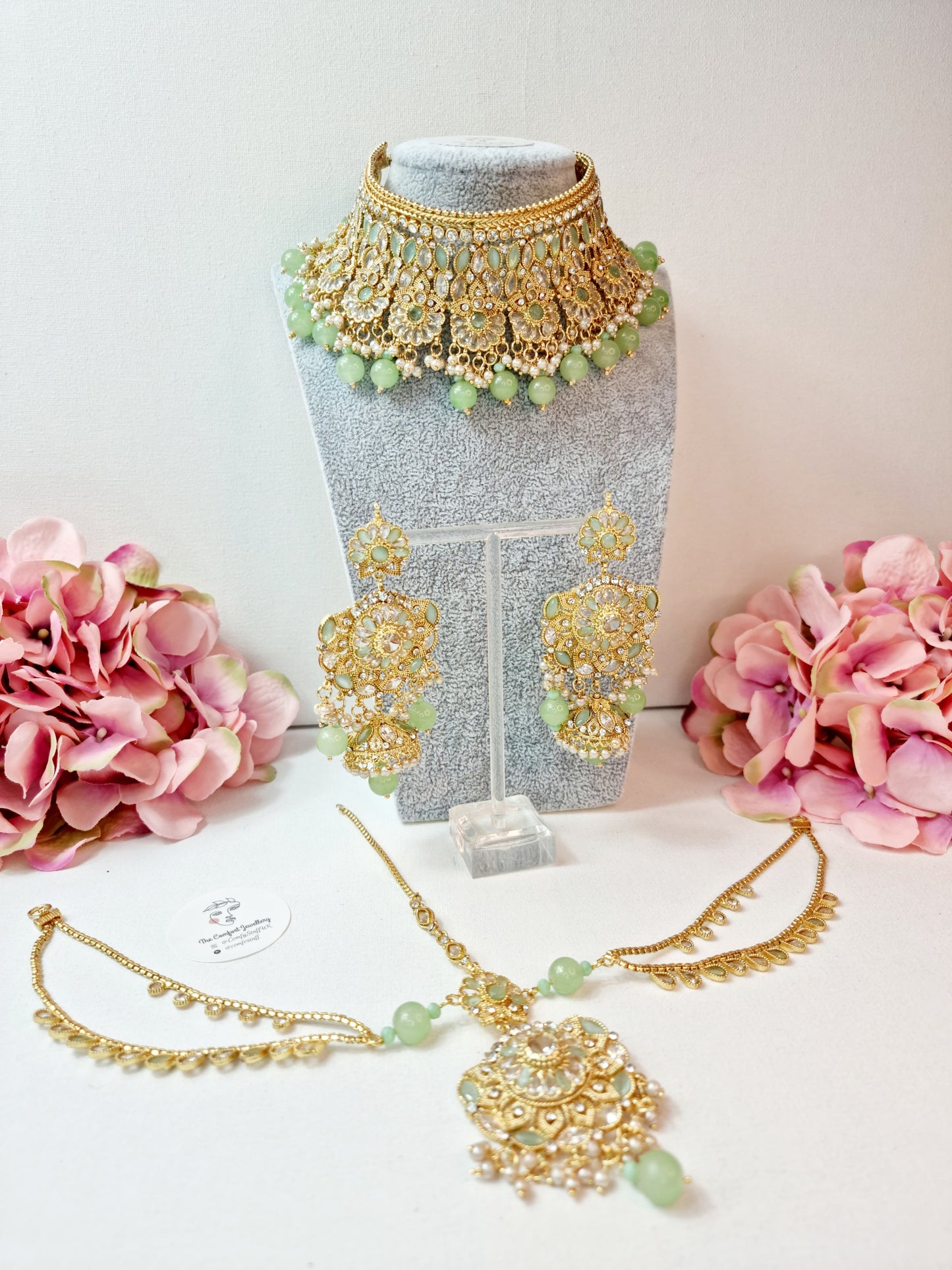 Heavy Bridal Jewellery Set / Indian Pakistani Set with Jhumar and Teeka Perfect for Wedding Wear