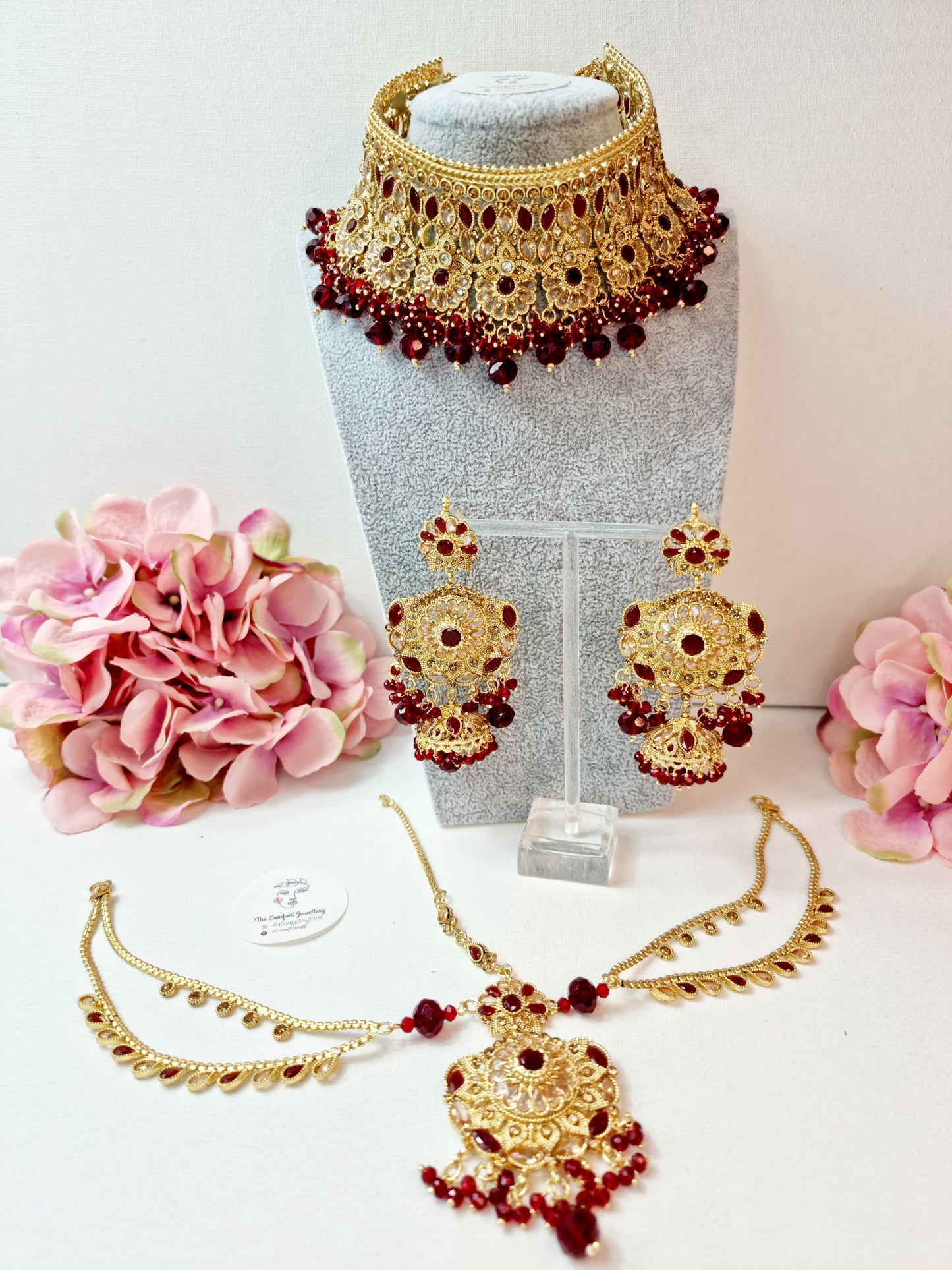 Heavy Bridal Jewellery Set / Indian Pakistani Set with Jhumar and Teeka Perfect for Wedding Wear