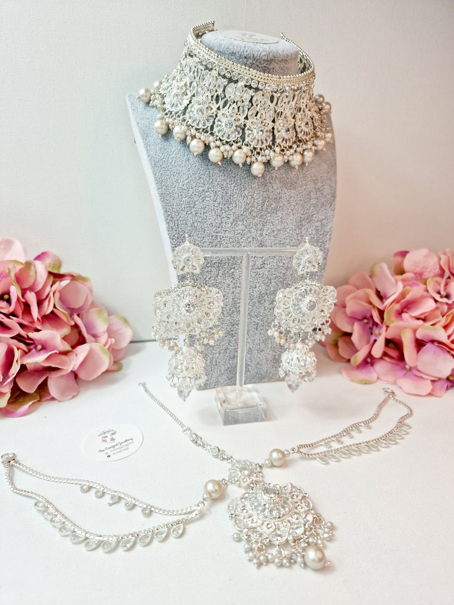 Heavy Bridal Jewellery Set / Indian Pakistani Set with Jhumar and Teeka Perfect for Wedding Wear