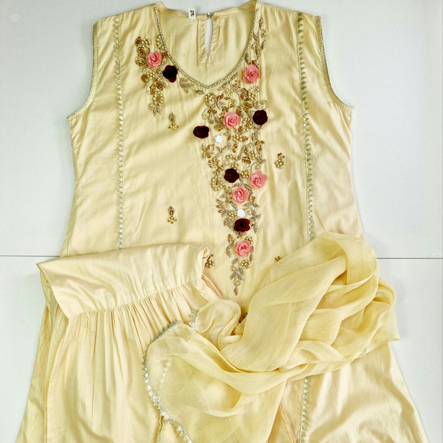 Pakistani Girl Embroidered Shalwar Kameez | Girls Lawn 3Piece Embroidered Sharara Kameez | Girl Full Embroidered Shirt with Sleeves (Inside)