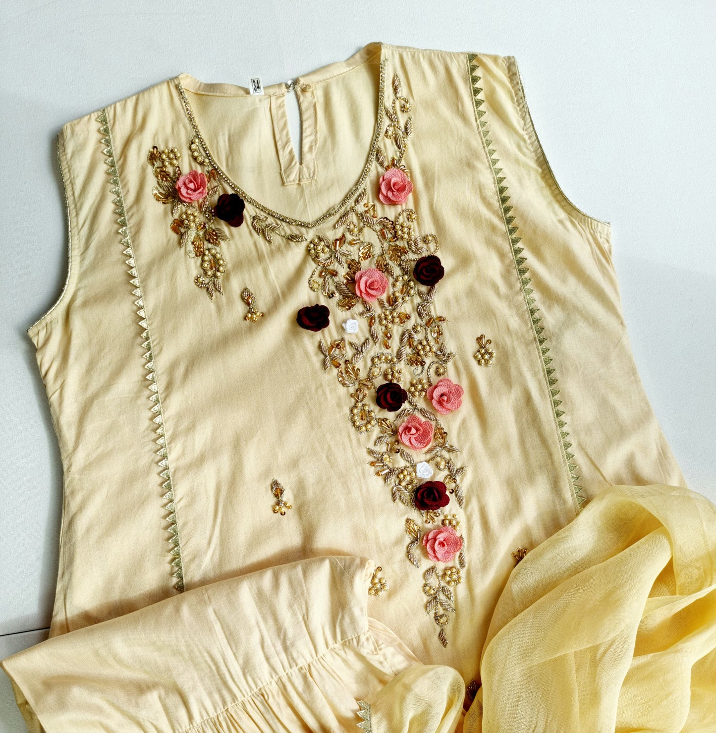 Pakistani Girl Embroidered Shalwar Kameez | Girls Lawn 3Piece Embroidered Sharara Kameez | Girl Full Embroidered Shirt with Sleeves (Inside)