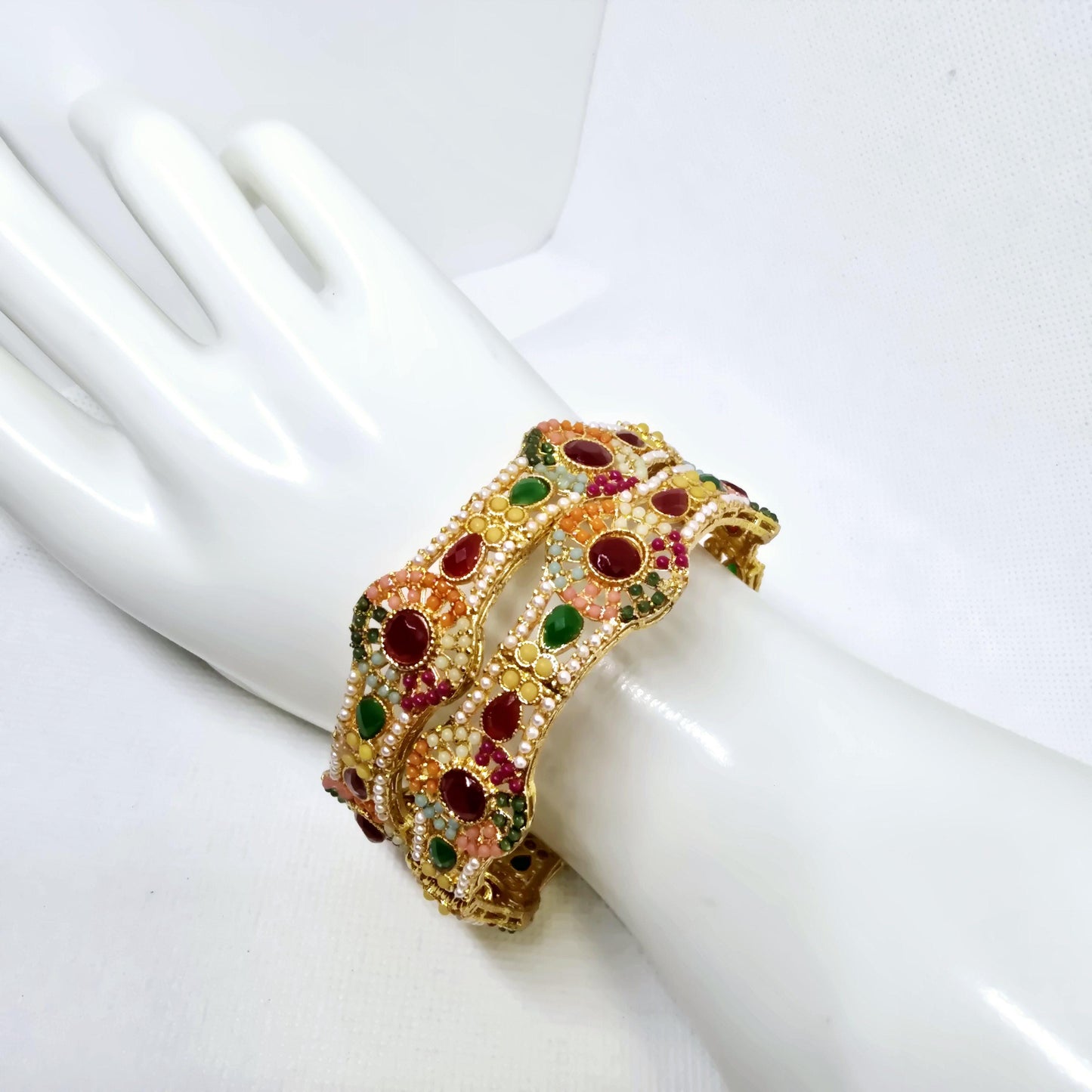 Bangle Openable Kara Set || Gold Plated Kara Pair || Bangles with Zircon Stones