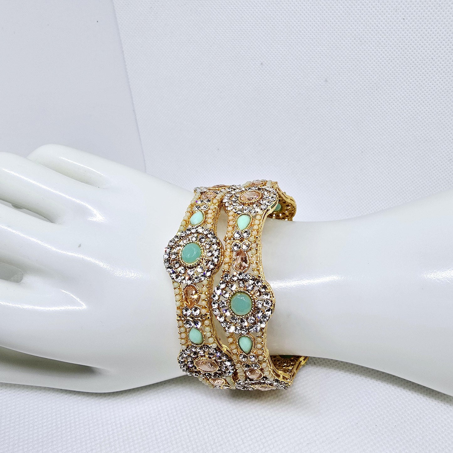 Bangle Openable Kara Set || Gold Plated Kara Pair || Bangles with Zircon Stones