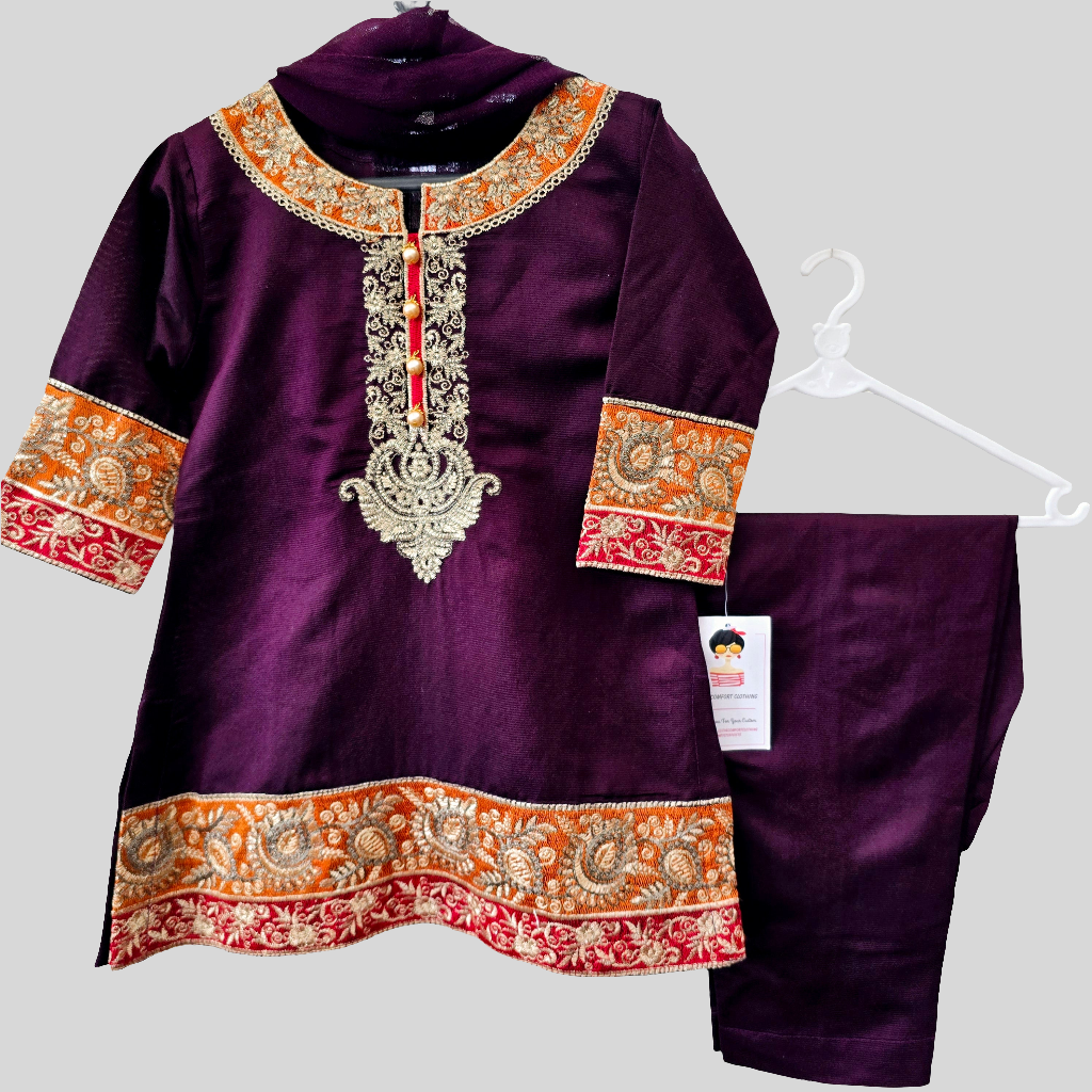 Baby Girl Embroidered Lawn Dress || Pakistani/ Indian and Asian Wedding, Party and Occasion Clothing || Kids Ethnic/ Formal Wear