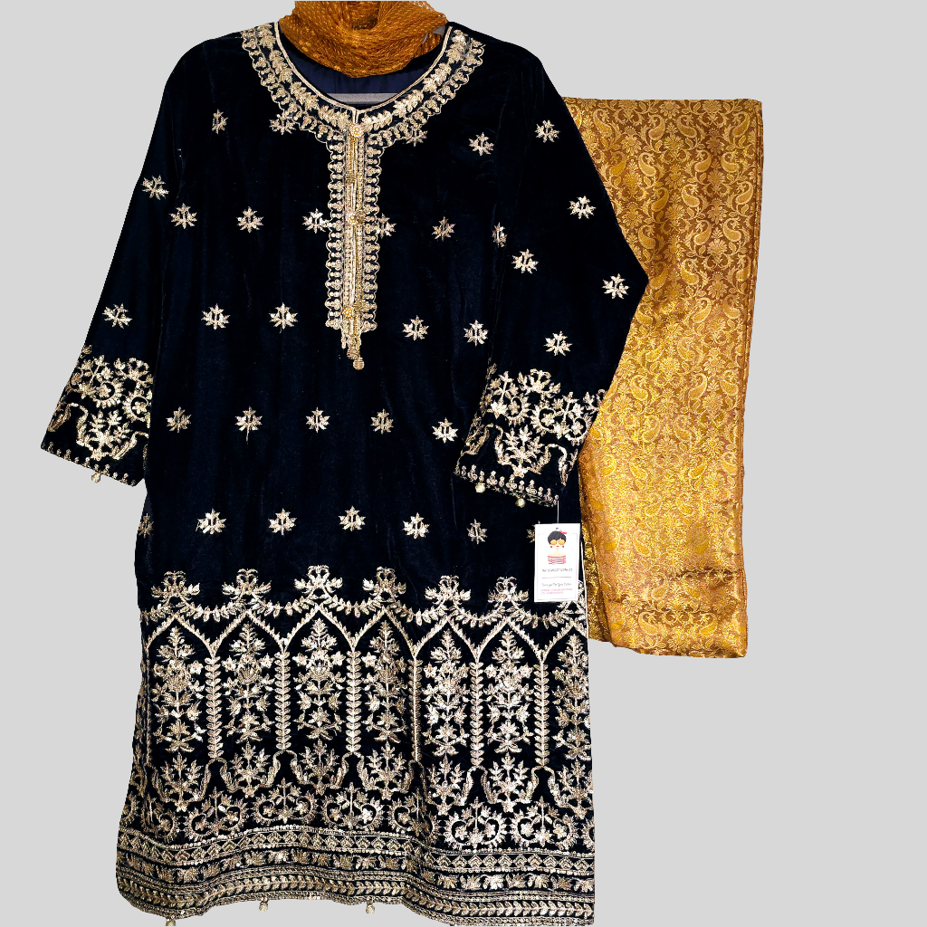 Pakistani Party Eid Shalwar Kameez Stitched 3 Piece Suit