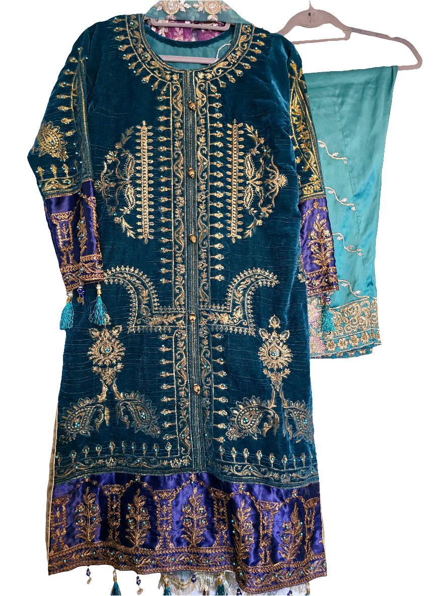 Velvet Shalwar Kameez Stitched Pakistani Indian Eid Dress